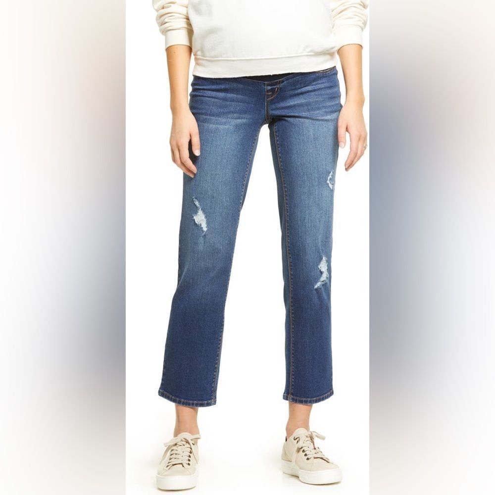 1822 Denim Black & Blue Maternity Boyfriend Denim Jeans Women's Size 6/28